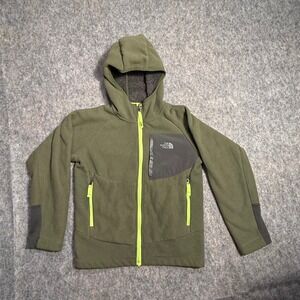 The North Face Boys Green Fleece Full Zip Hoodie Jacket Size Small 7/8